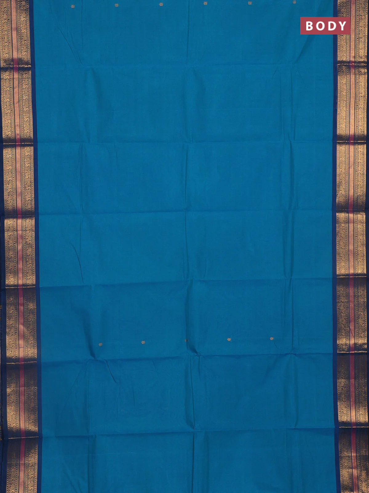 Chettinad cotton saree teal green and teal blue with zari woven buttas and zari woven border - Image 2