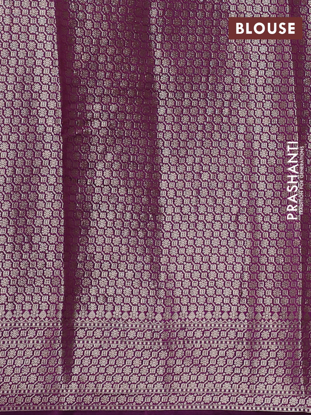 Chiniya silk saree bluish grey and purple with allover floral zari weaves and zari woven border - Image 3
