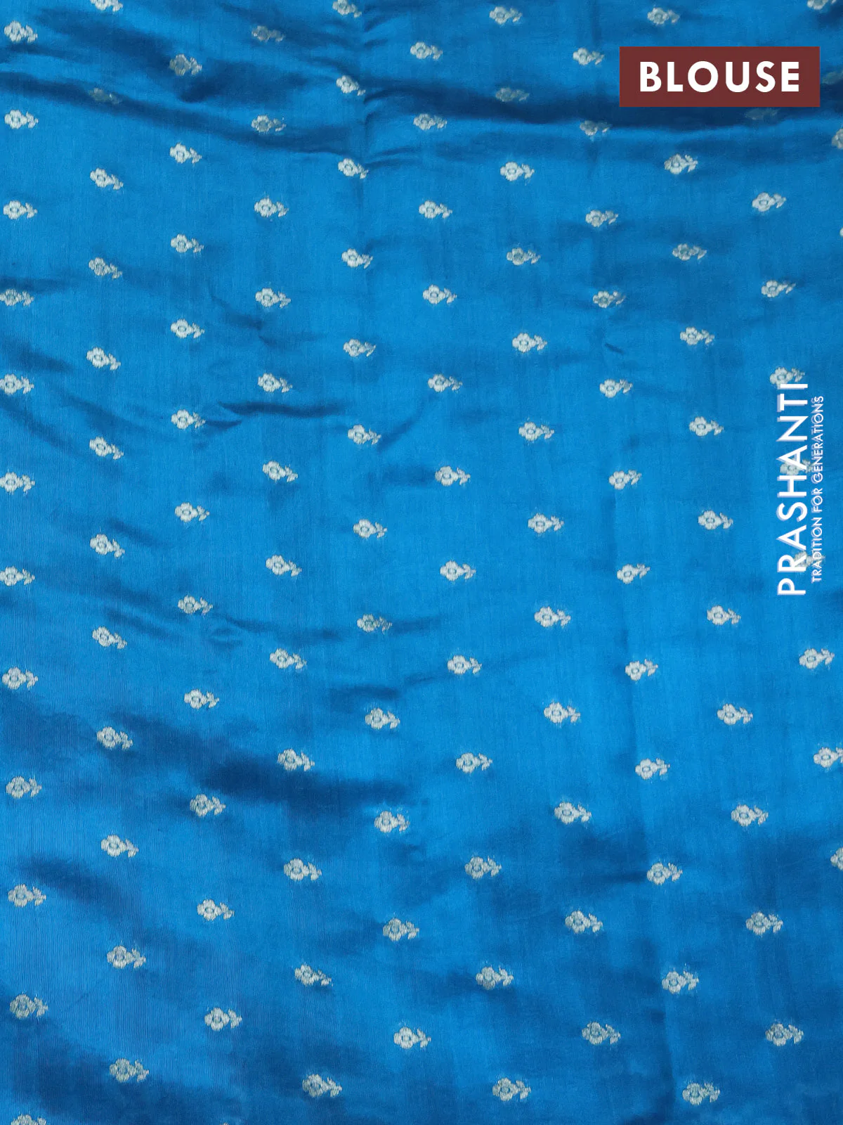 Chiniya silk saree cs blue with allover bandhani prints - Image 4