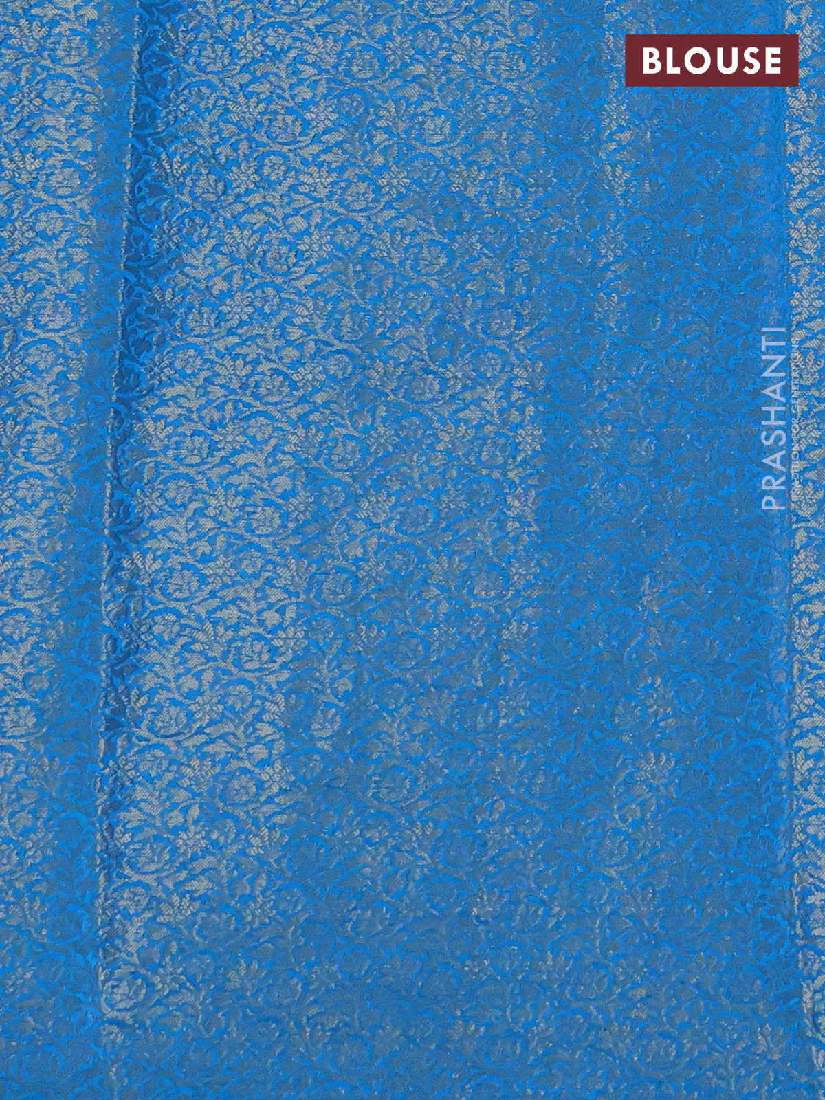 Chiniya silk saree cs blue with allover zari weaves & bandhini prints and zari woven border - Image 4