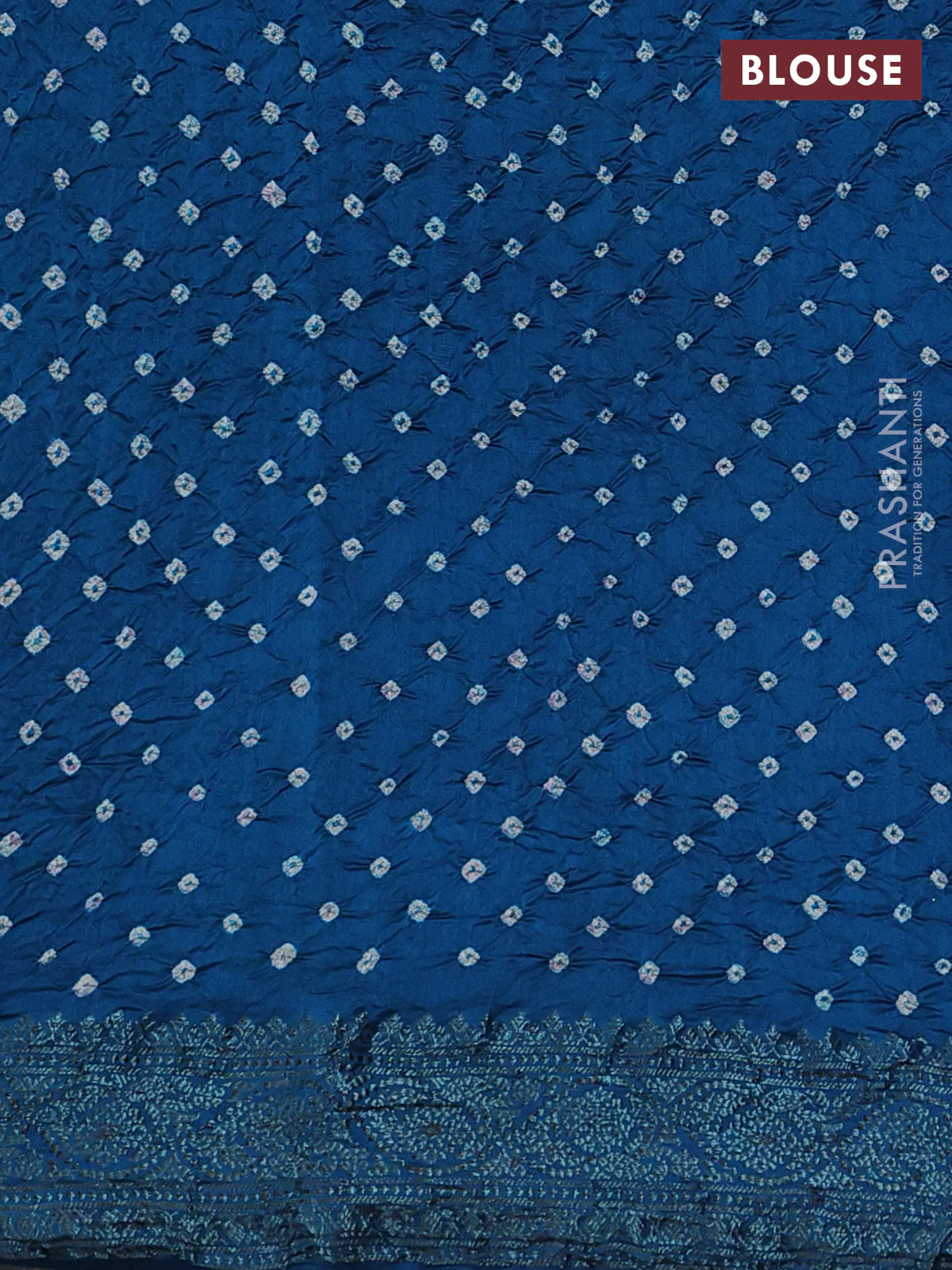 Chiniya silk saree cs blue with plain body and woven border - Image 4