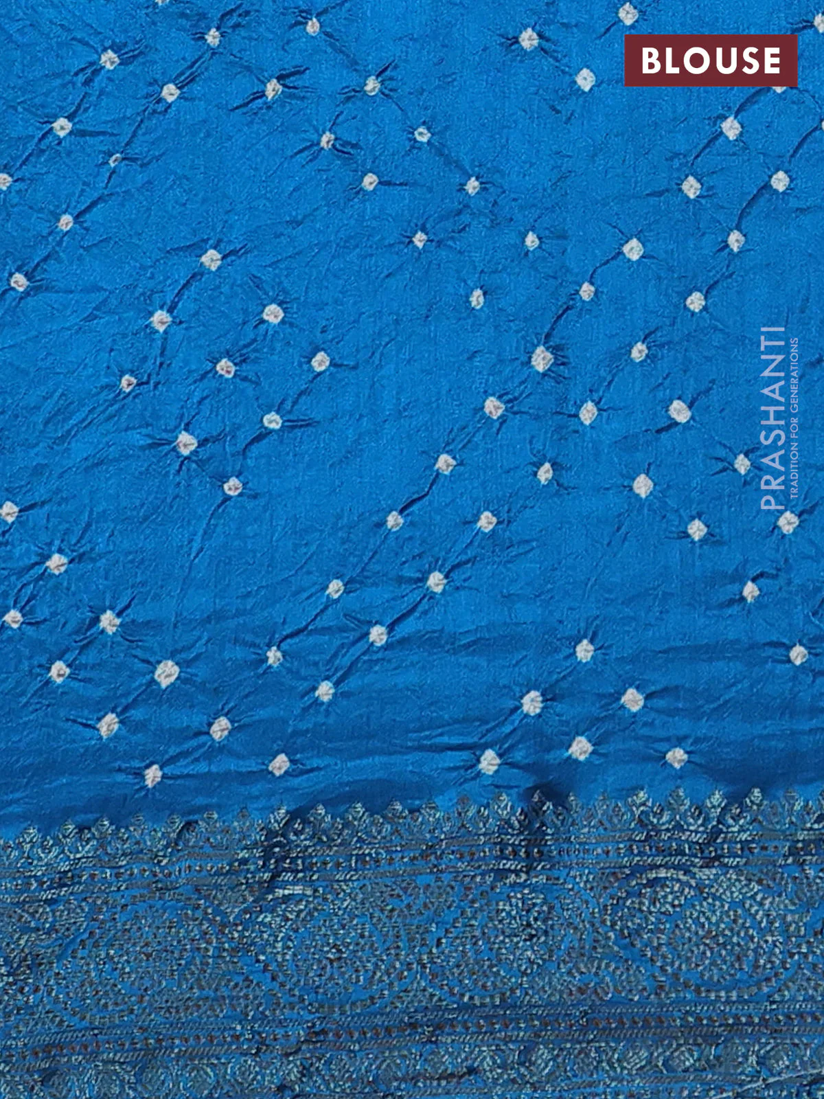 Chiniya silk saree cs blue with plain body and woven border - Image 4