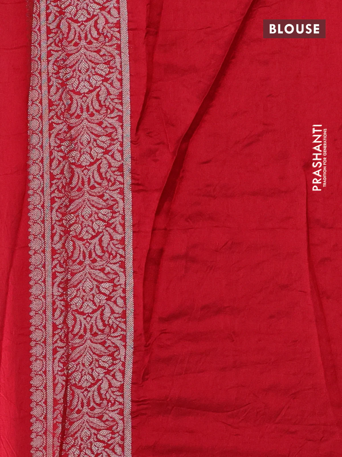 Chiniya silk saree green and red with allover bandhani prints & zari weaves and zari woven border - Image 3