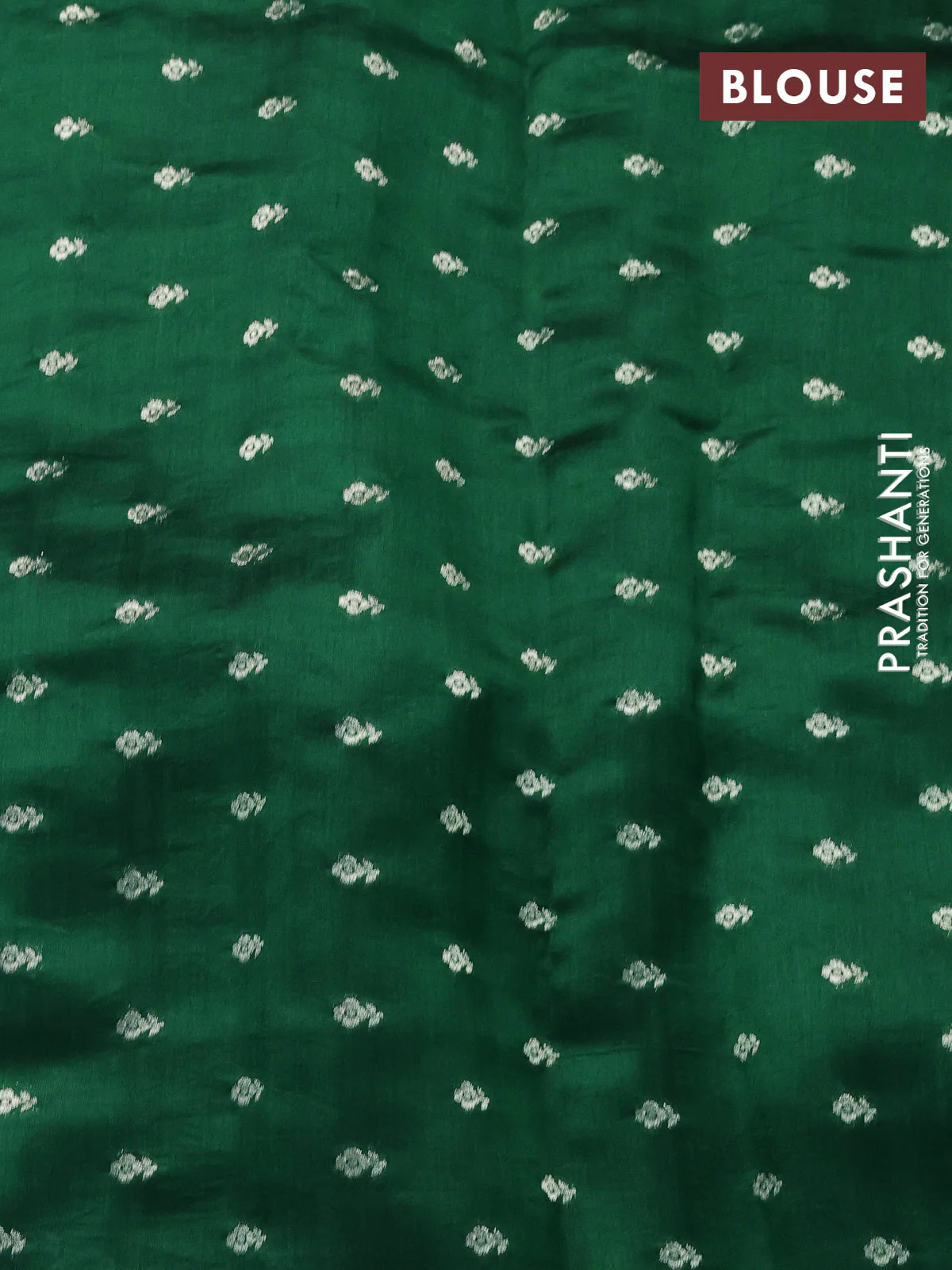 Chiniya silk saree green with allover bandhani prints - Image 4