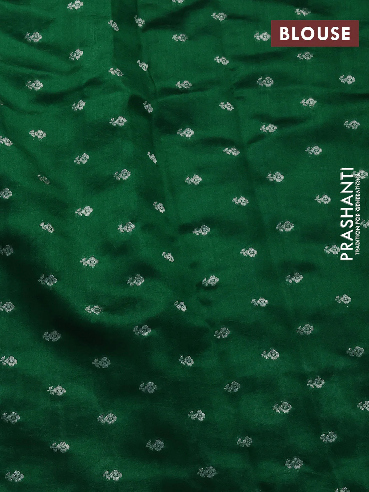 Chiniya silk saree green with allover bandhani prints - Image 4