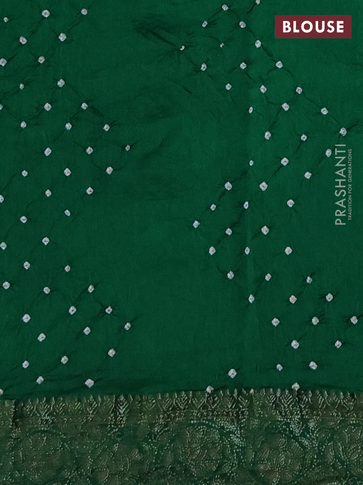 Chiniya silk saree green with plain body and woven border - Image 4