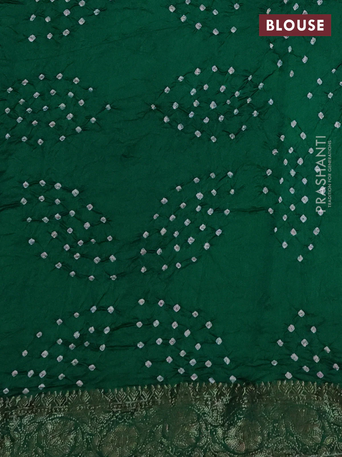 Chiniya silk saree green with plain body and woven border - Image 4