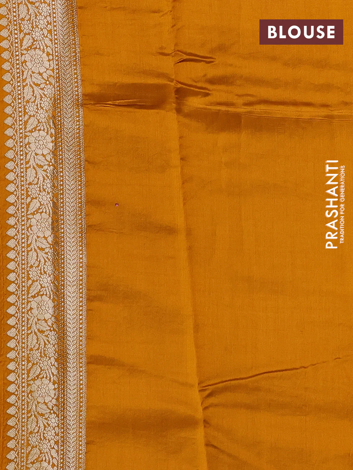 Chiniya silk saree mustard shade and dark mustard with allover zari weaves and zari woven border - Image 3