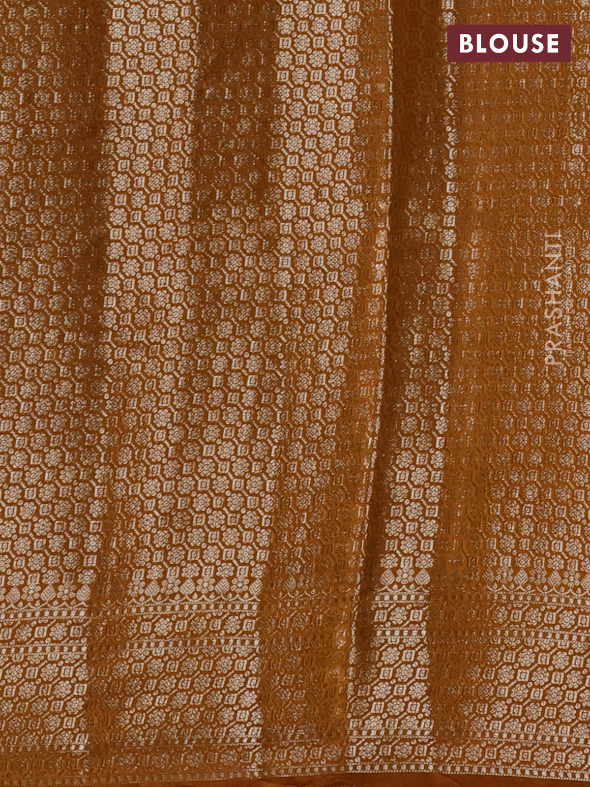 Chiniya silk saree mustard yellow and dark mustard with allover floral zari weaves and zari woven border - Image 3