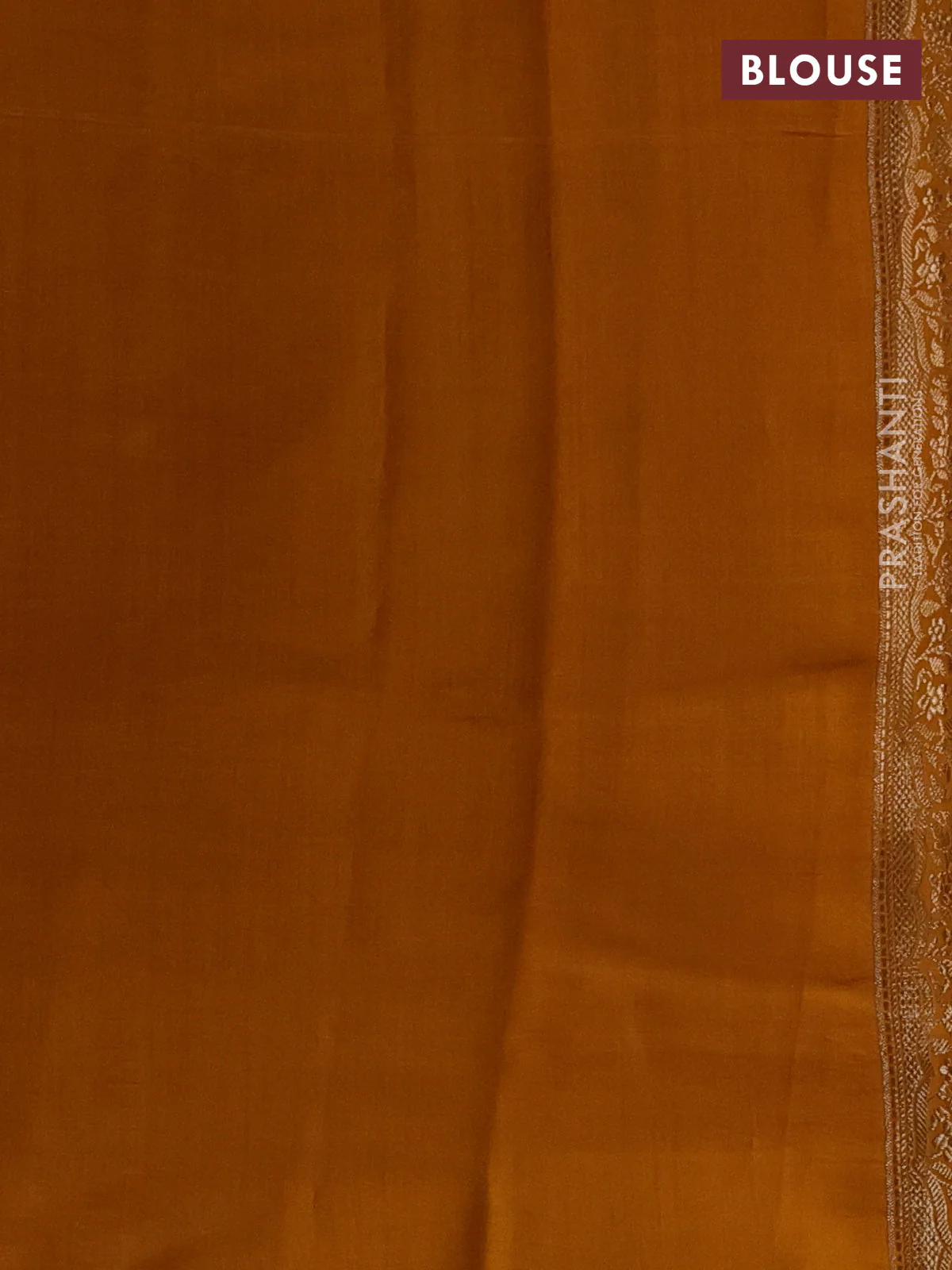 Chiniya silk saree mustard yellow and dark mustard with floral zari woven buttas and zari woven border - Image 3