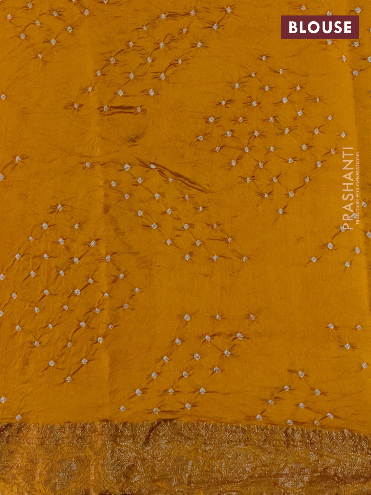 Chiniya silk saree mustard yellow with plain body and woven border - Image 4