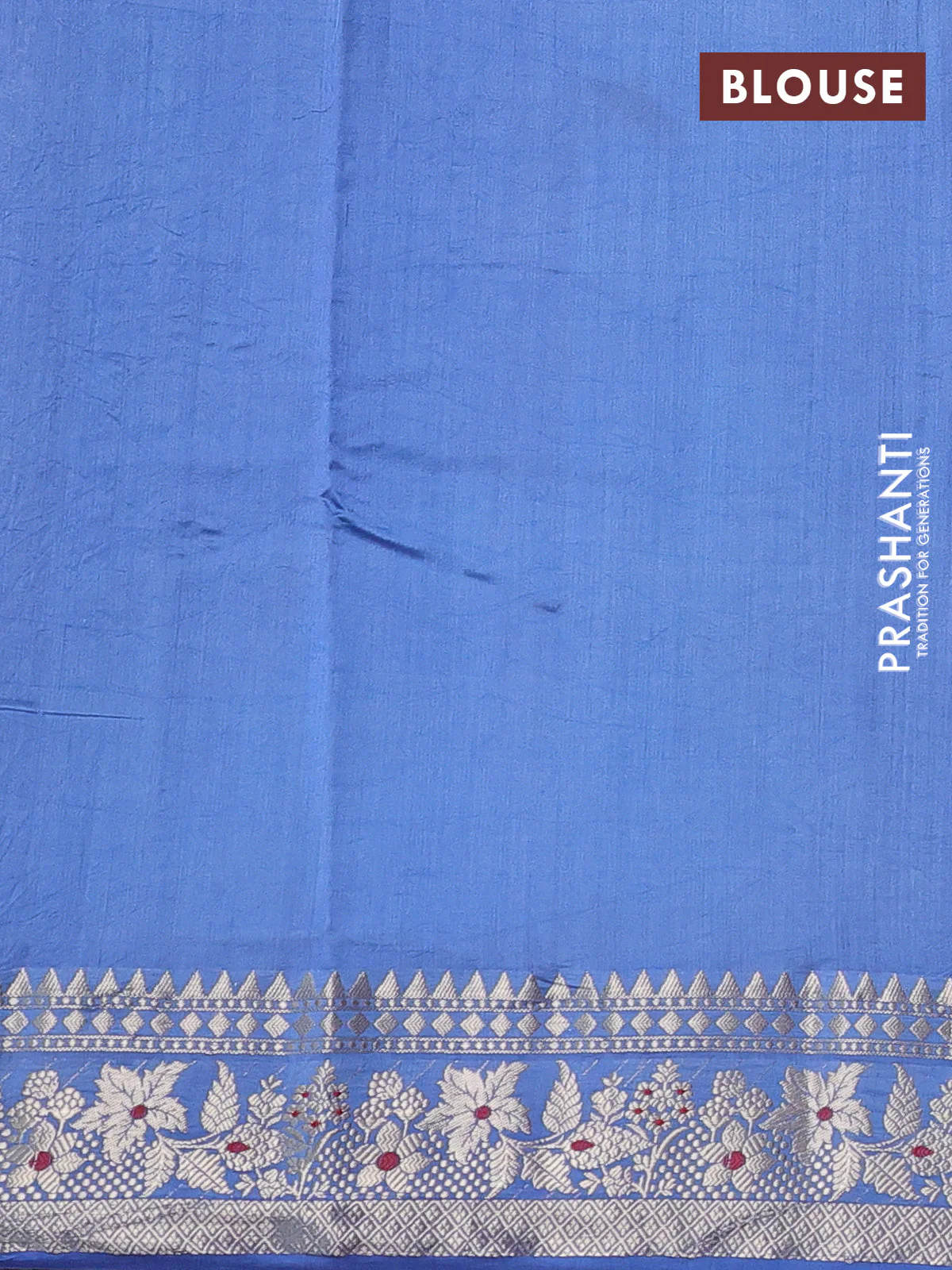 Chiniya silk saree navy blue and blue with floral zari woven buttas and zari woven border - Image 3