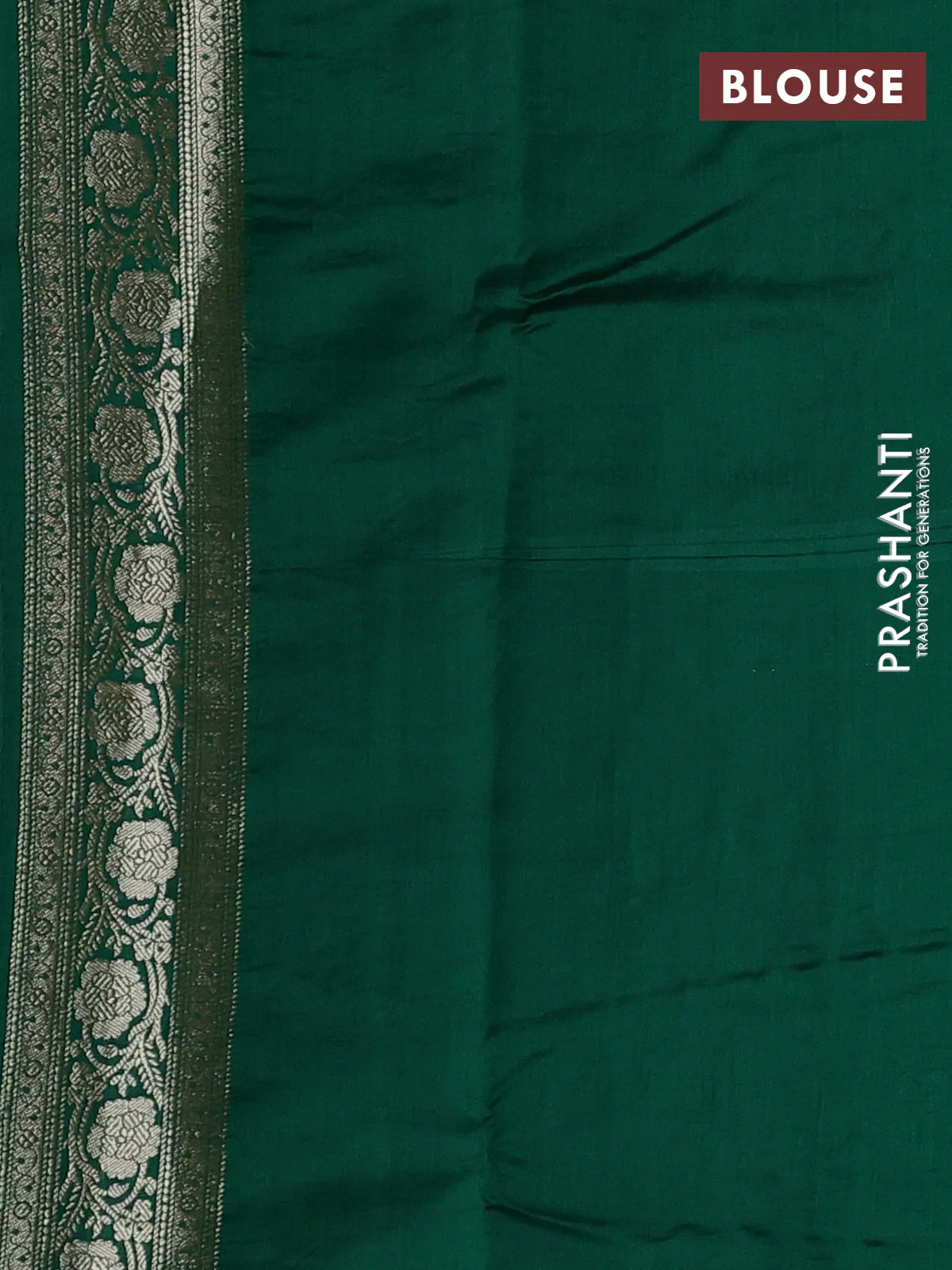 Chiniya silk saree pastel green and dark green with allover floral zari weaves and zari woven border - Image 3