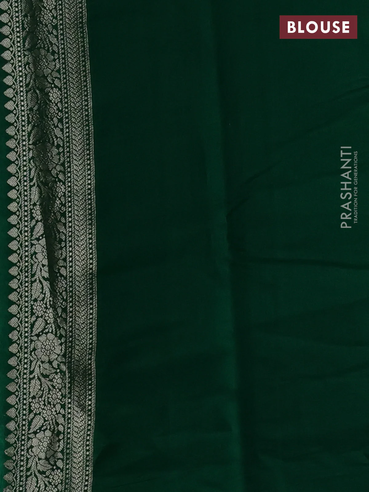 Chiniya silk saree pastel green and dark green with allover zari weaves and zari woven border - Image 3