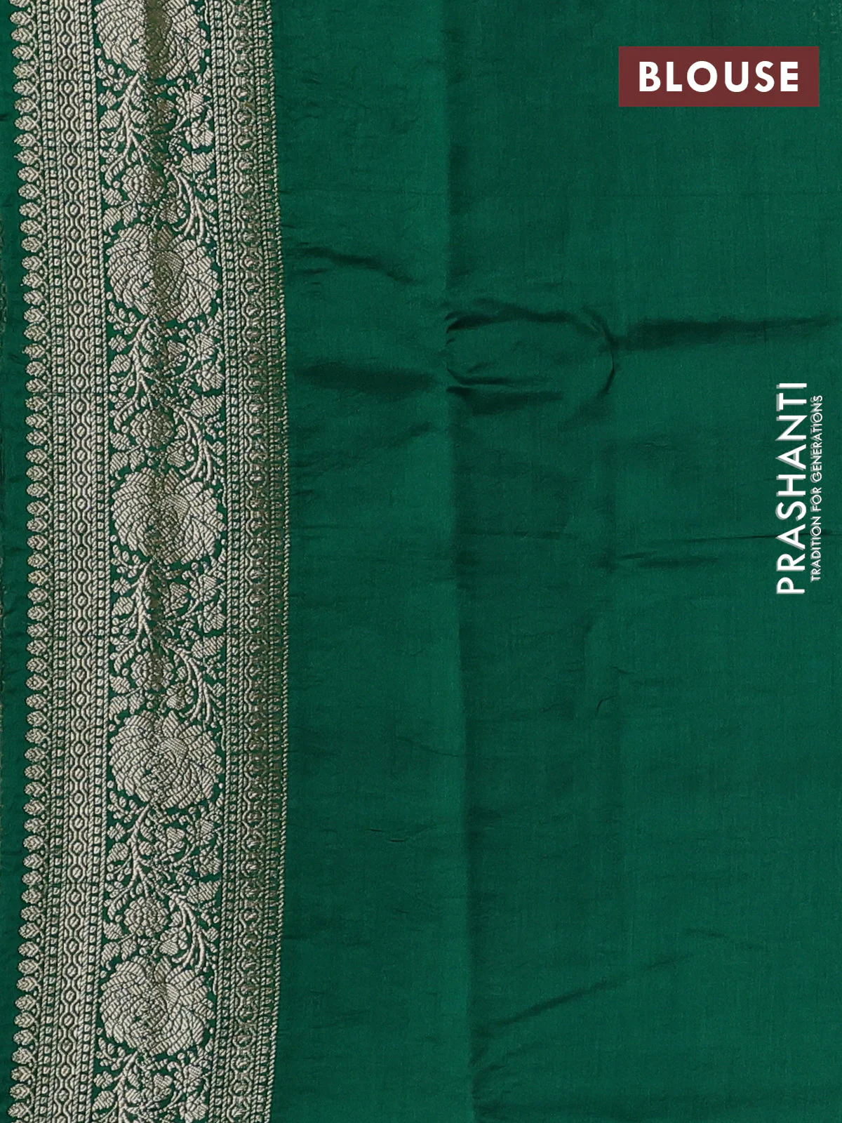 Chiniya silk saree pastel green and green with allover floral zari weaves and zari woven border - Image 3
