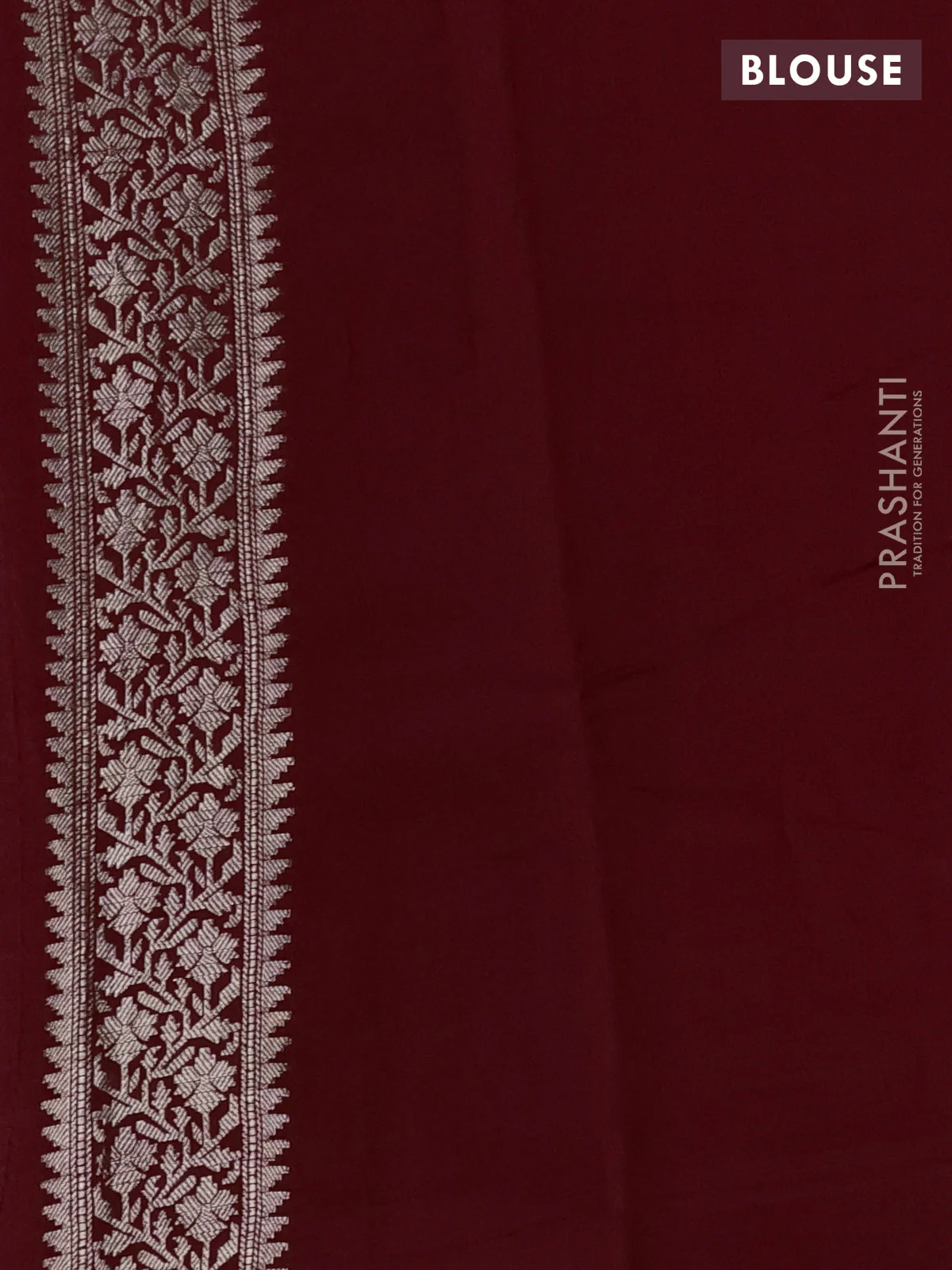 Chiniya silk saree pastel peach and maroon with allover zari weaves and zari woven border - Image 3