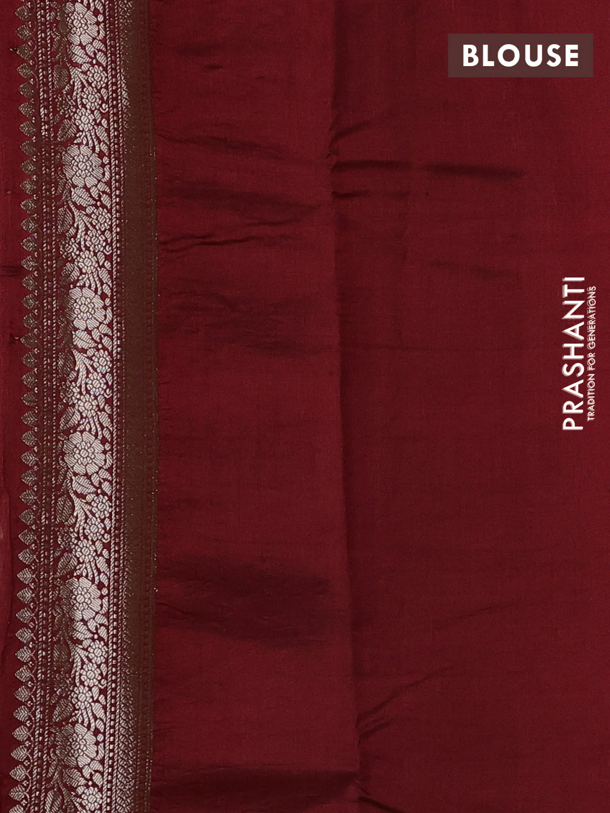 Chiniya silk saree peach and maroon with allover zari weaves and zari woven border - Image 3