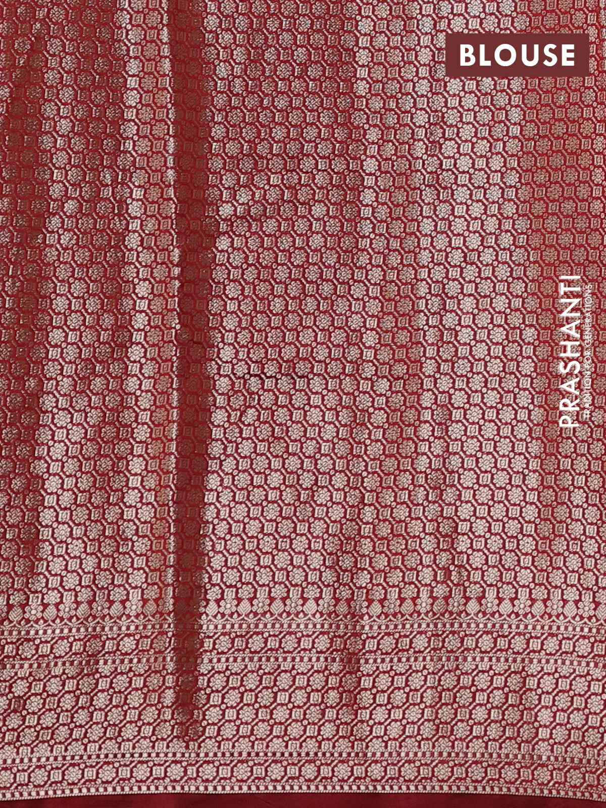 Chiniya silk saree peach shade and maroon with allover floral zari weaves and zari woven border - Image 3
