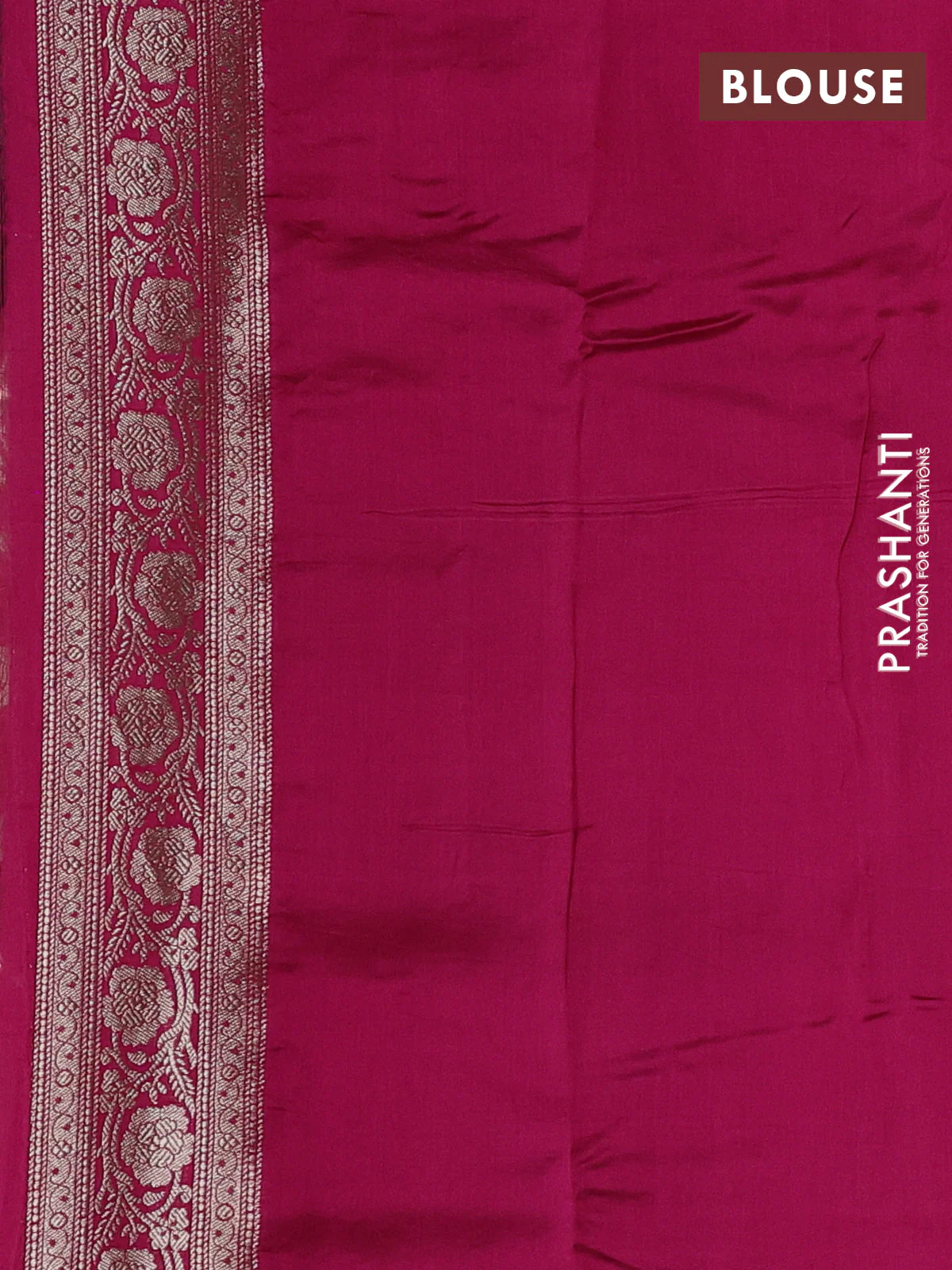 Chiniya silk saree pink and dark pink with allover floral zari weaves and zari woven border - Image 3