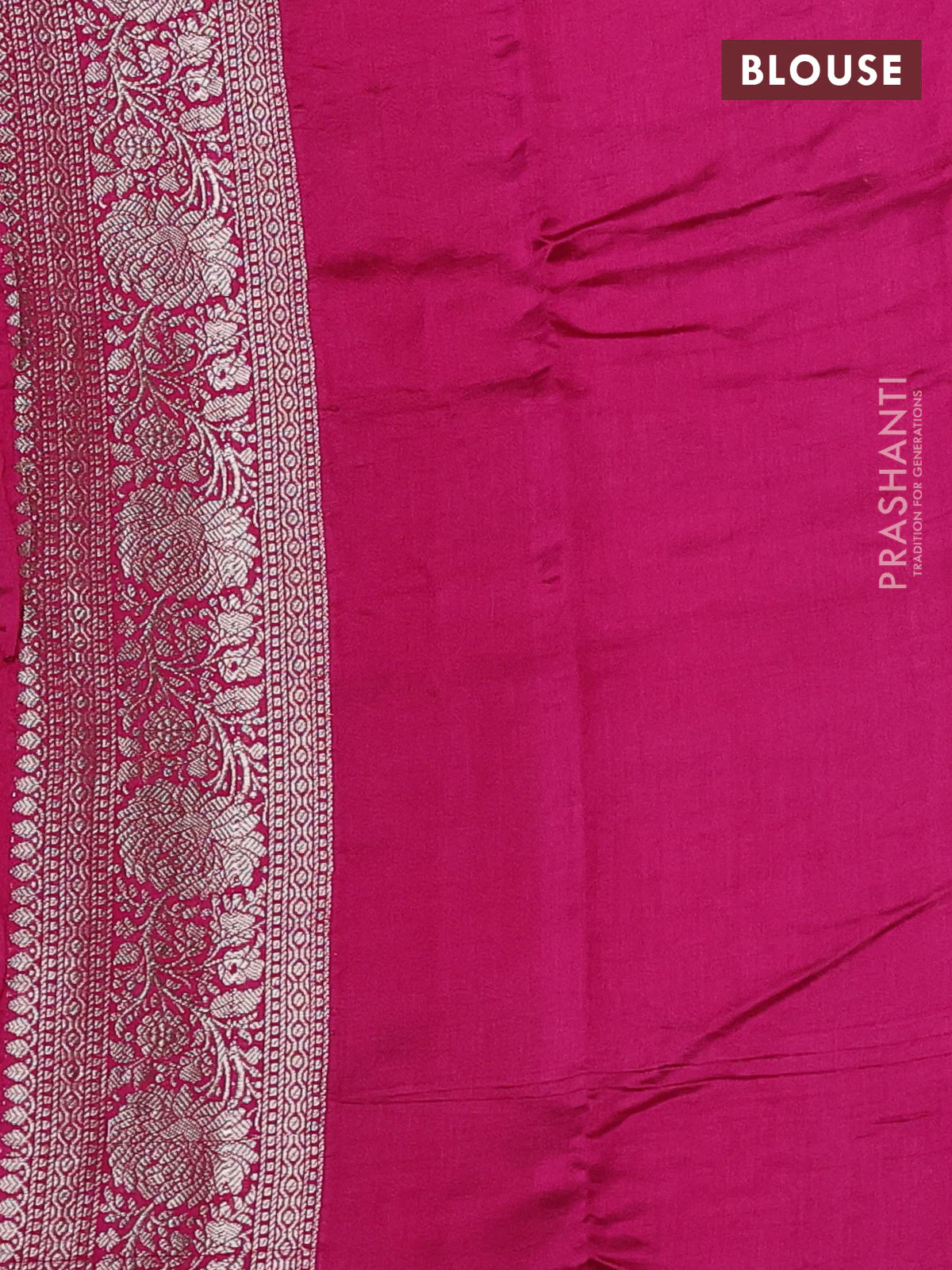 Chiniya silk saree pink and dark pink with allover floral zari weaves and zari woven border - Image 3