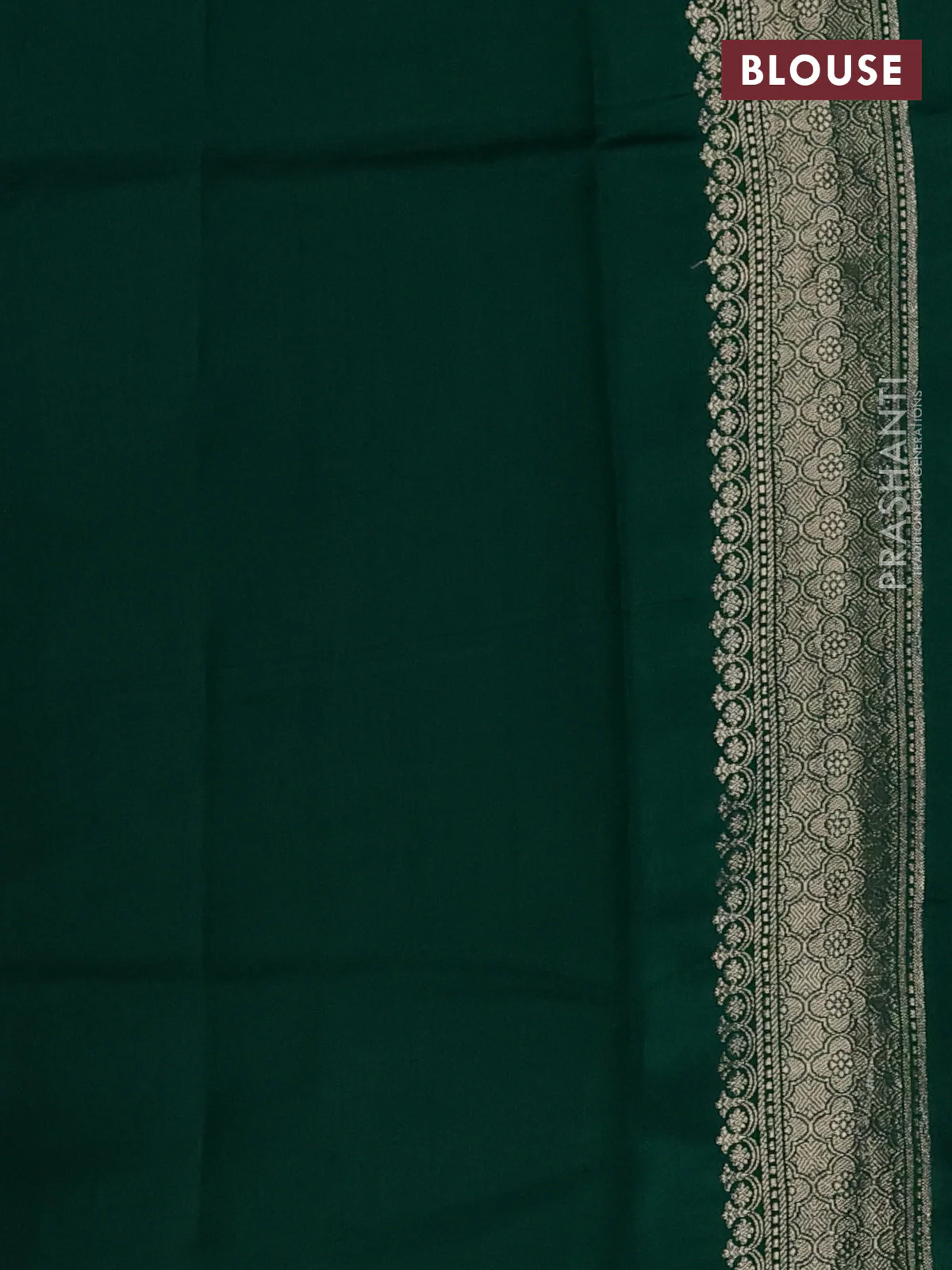 Chiniya silk saree pista green and dark green with floral zari woven buttas and zari woven border - Image 3