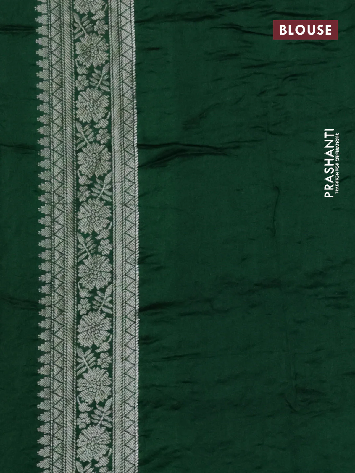 Chiniya silk saree red and green with allover bandhani prints & zari weaves and zari woven border - Image 3