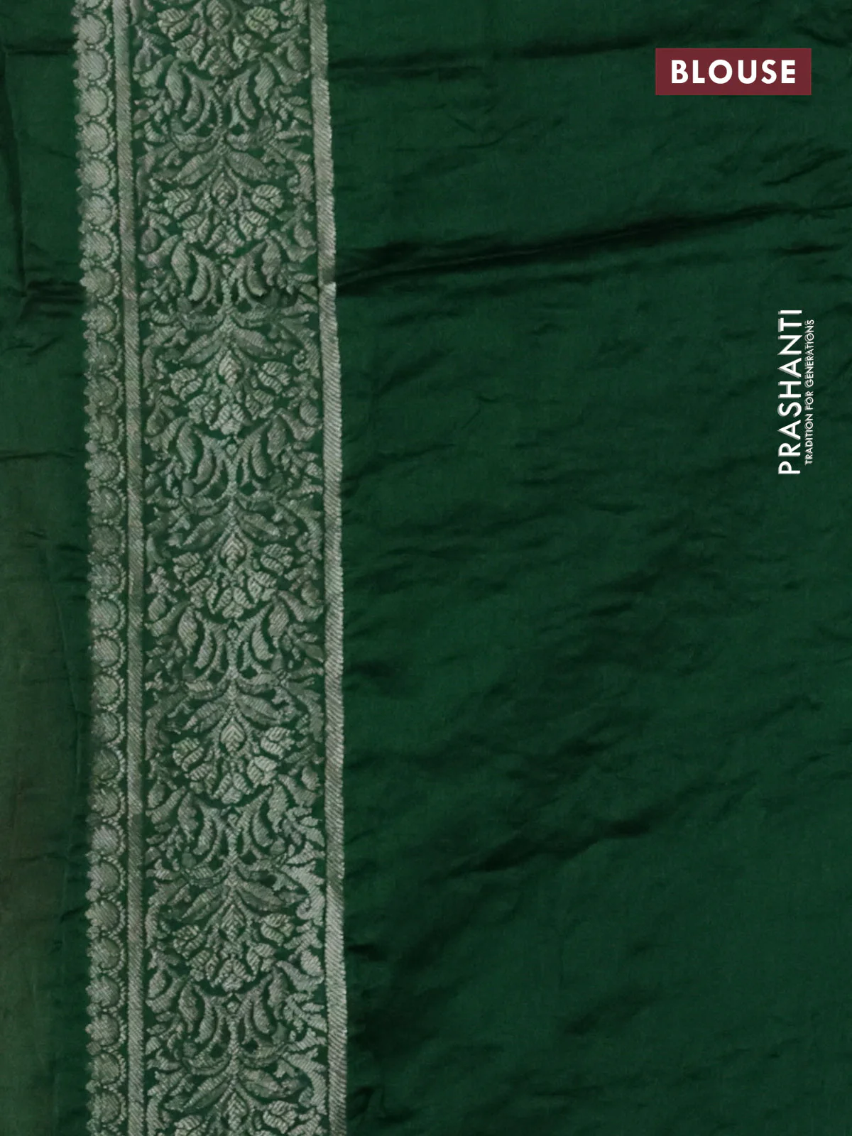 Chiniya silk saree red and green with allover bandhani prints & zari weaves and zari woven border - Image 3