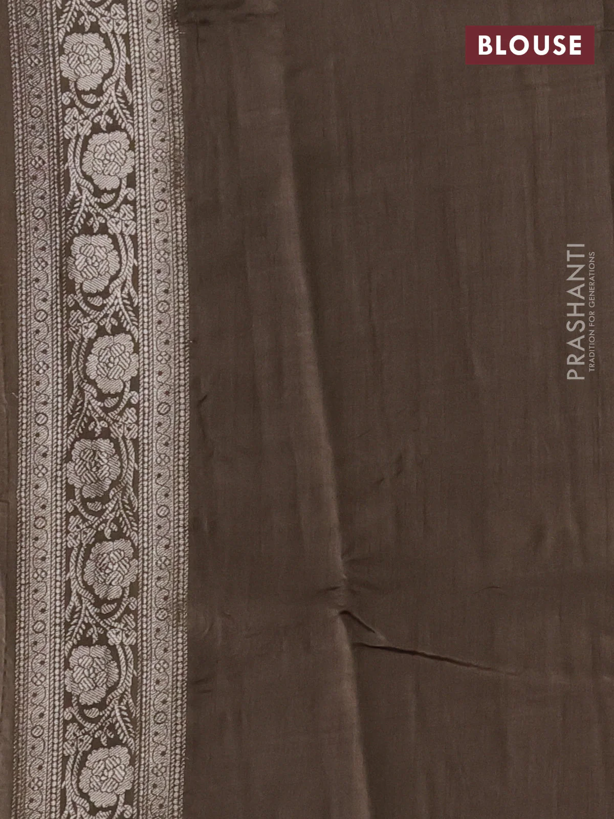 Chiniya silk saree sandal and brown shade with allover floral zari weaves and zari woven border - Image 3