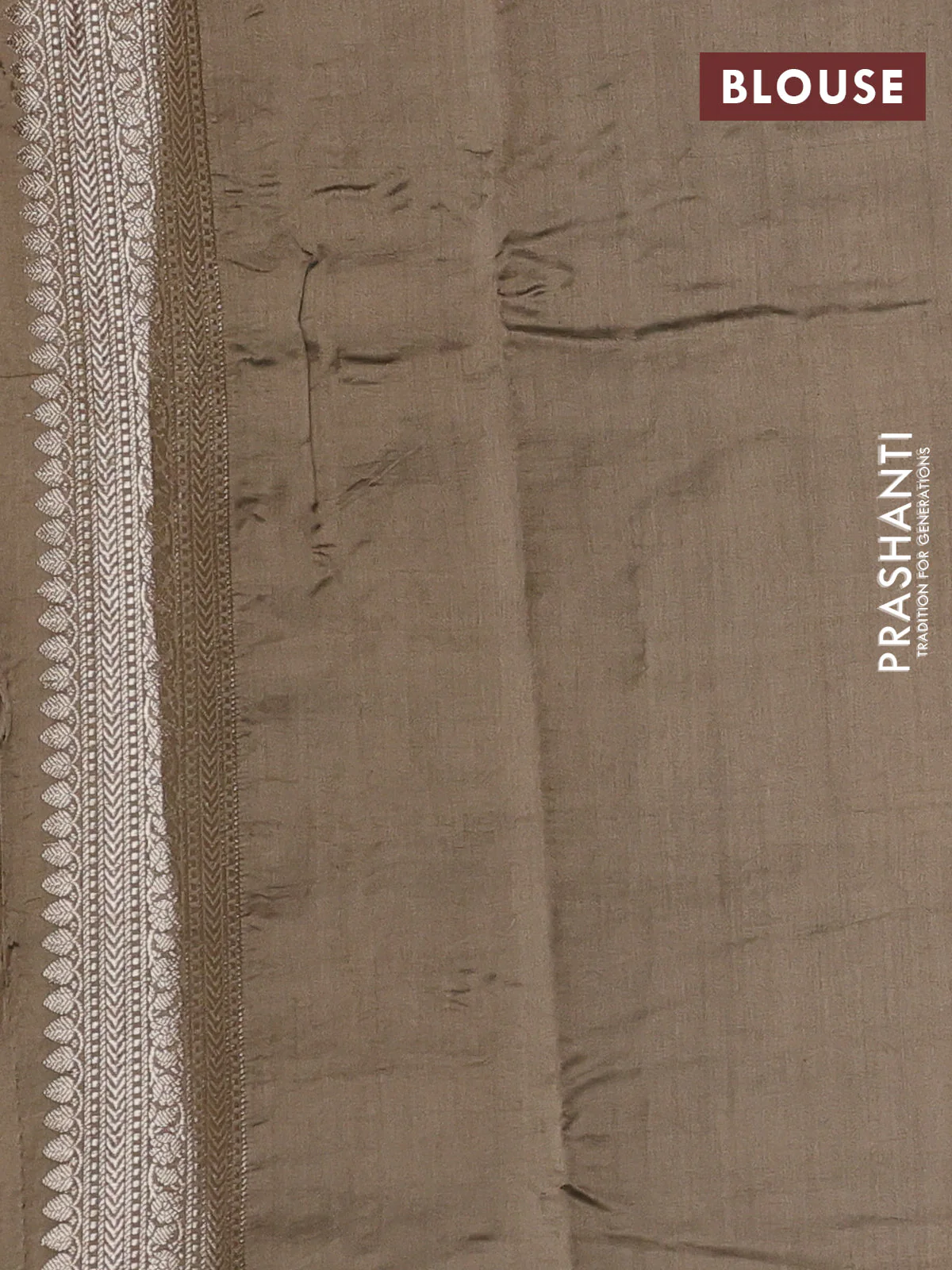 Chiniya silk saree sandal and pastel brown shade with allover zari weaves and zari woven border - Image 3