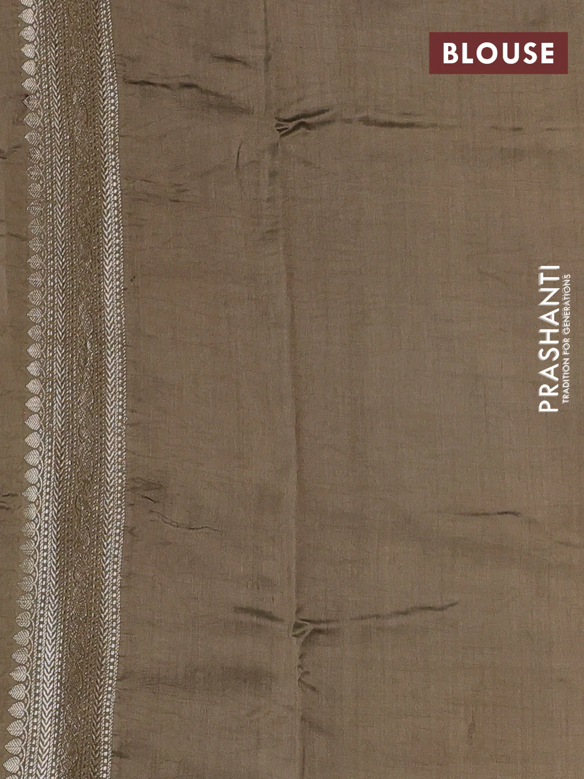 Chiniya silk saree sandal and pastel brown shade with zari woven buttas and zari woven border - Image 3