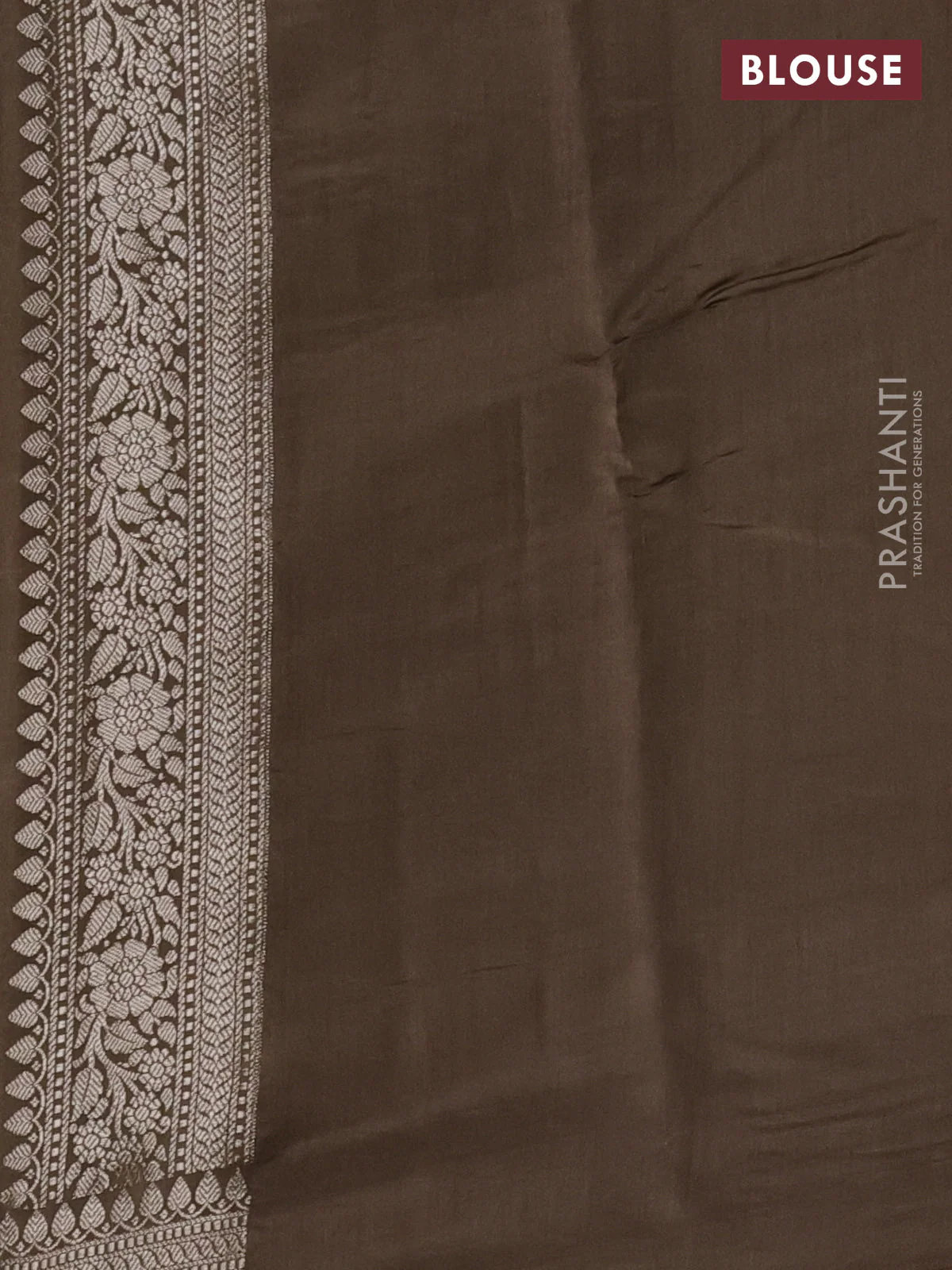 Chiniya silk saree sandal and pastel brown with allover zari weaves and zari woven border - Image 3