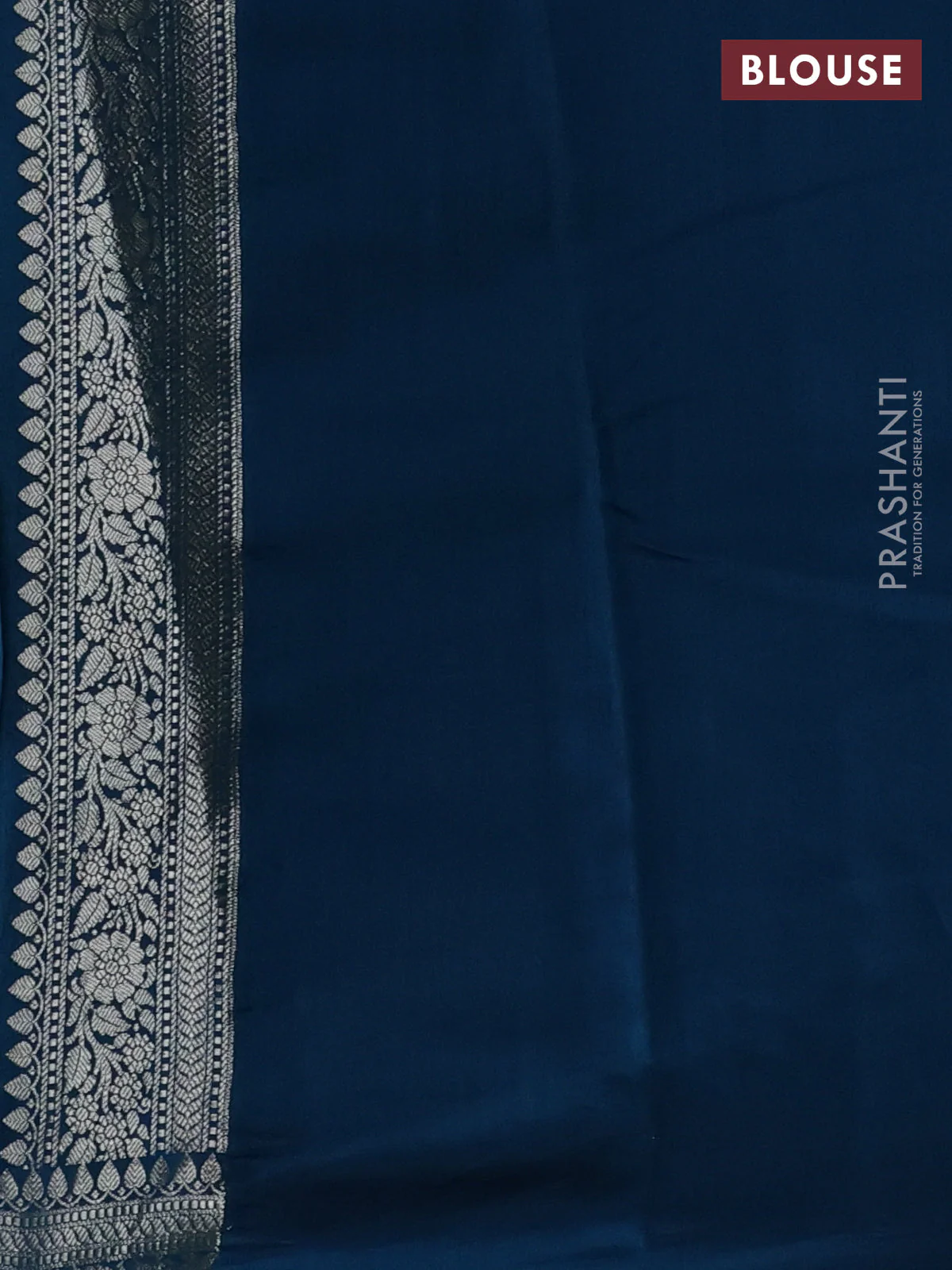 Chiniya silk saree teal blue shade and peacock blue with allover zari weaves and zari woven border - Image 3