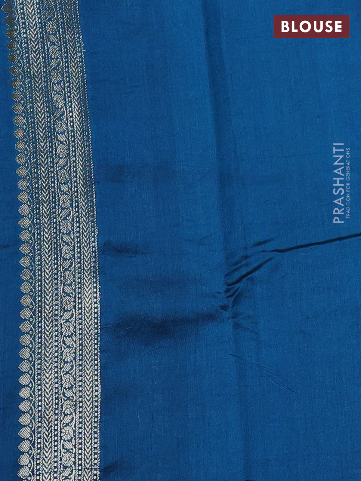 Chiniya silk saree teal blue shade and peacock blue with zari woven buttas and zari woven border - Image 3