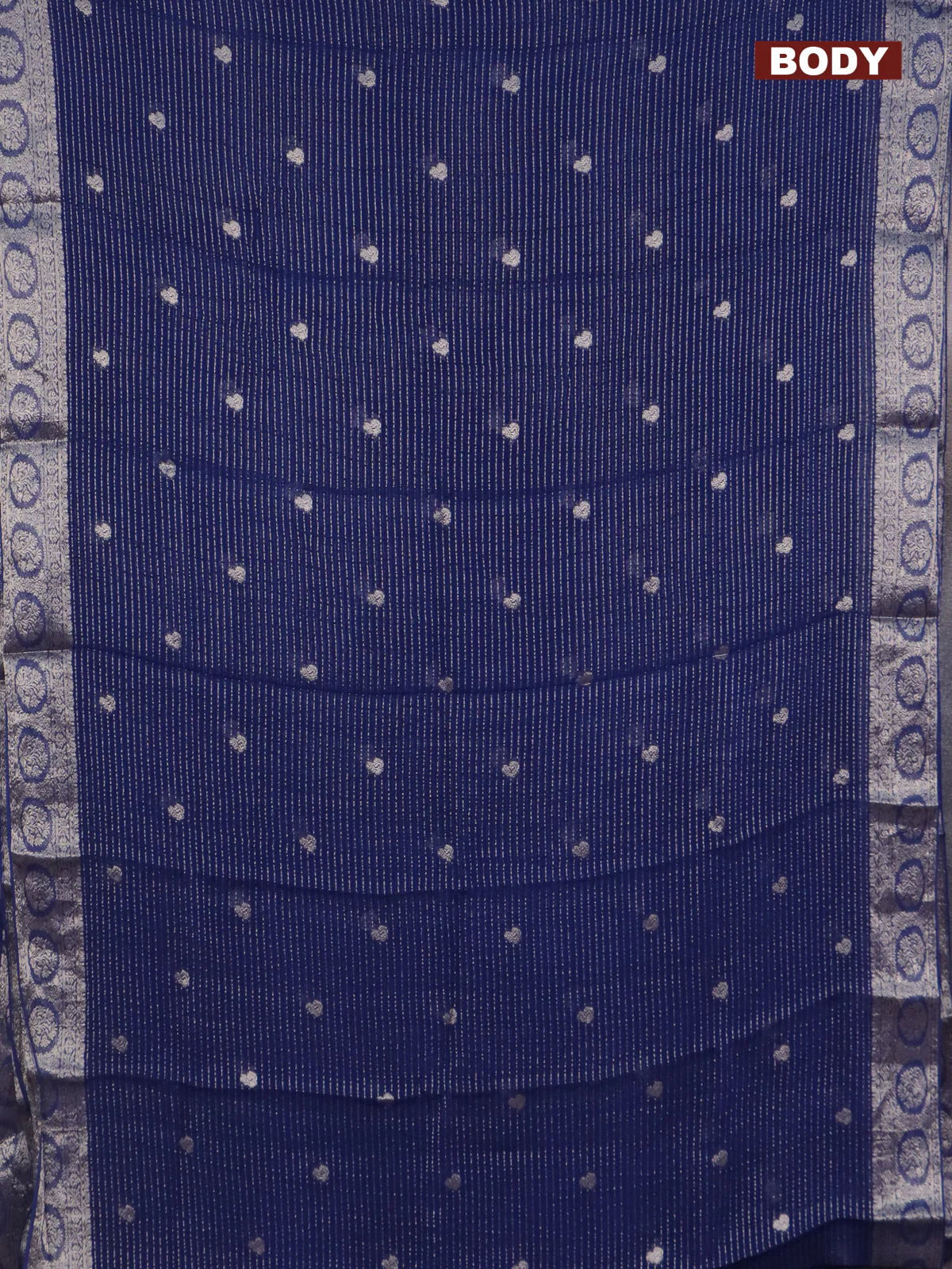Chinon silk saree blue with allover zari weaves & buttas and zari woven border - banarasi brocade blouse - Image 2