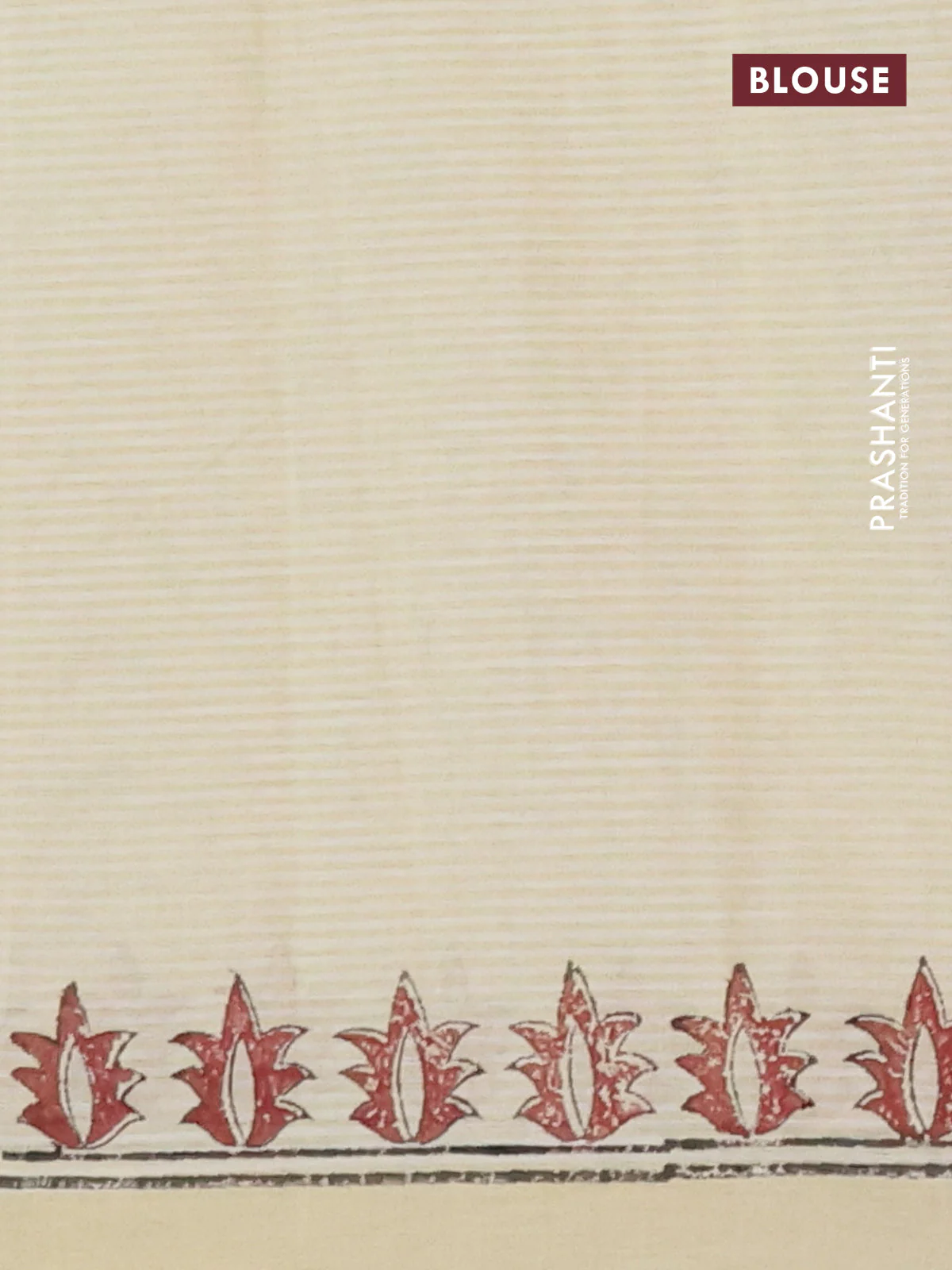 Chirala cotton saree cream and maroon with butta prints and printed border - Image 4