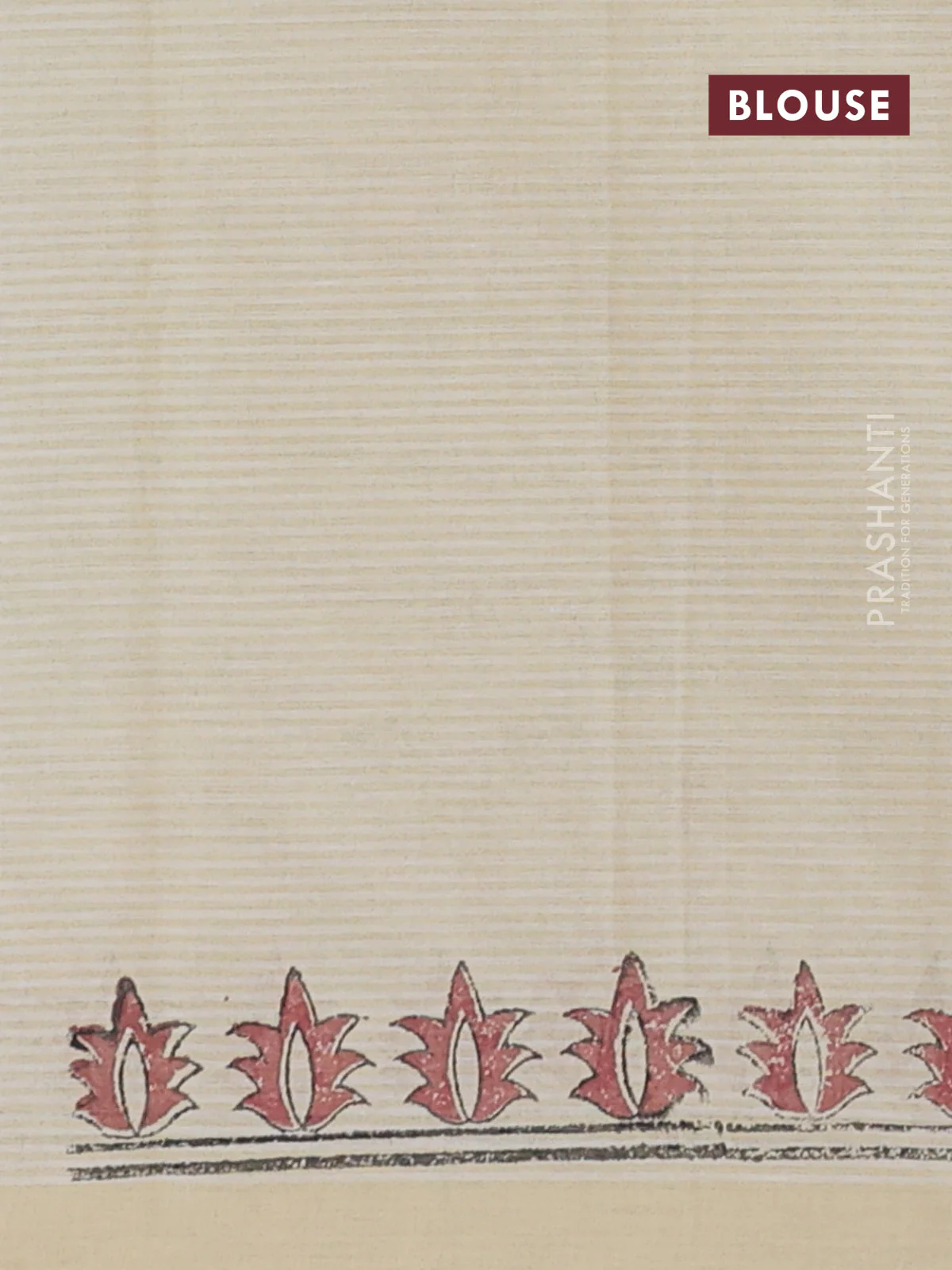 Chirala cotton saree cream and rust shade with butta prints and printed border - Image 4
