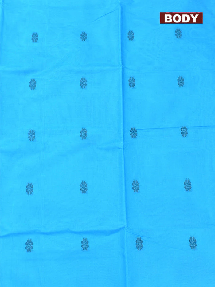 Coimbatore Cotton Blue Butta Saree with Plain Border - Image 3