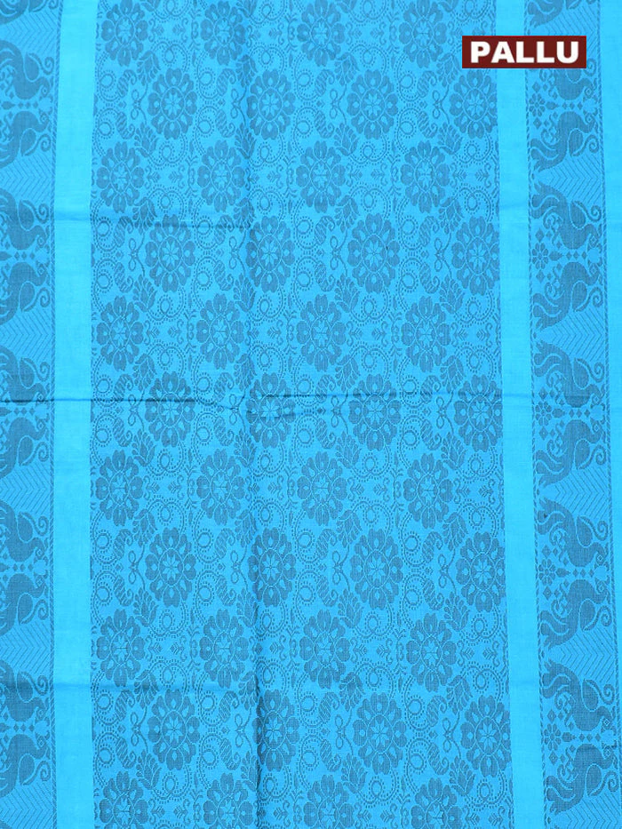 Coimbatore Cotton Blue Butta Saree with Plain Border - Image 4