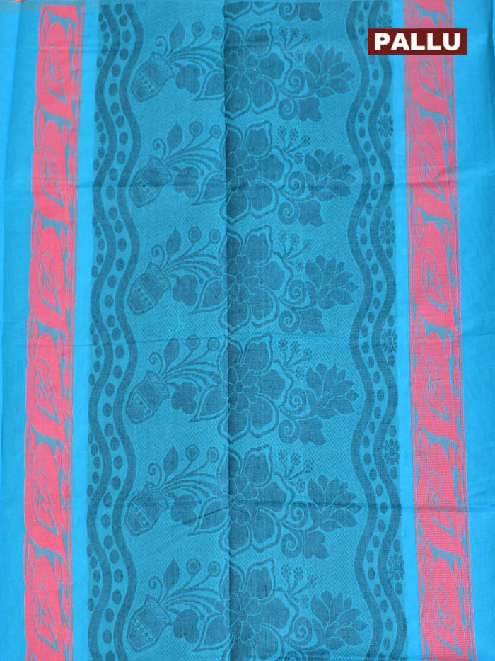Coimbatore Cotton Blue Butta Saree with Plain Border - Image 4