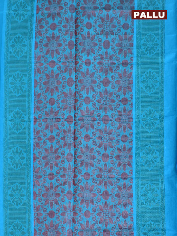 Coimbatore Cotton Blue Butta Saree with Plain Border - Image 4