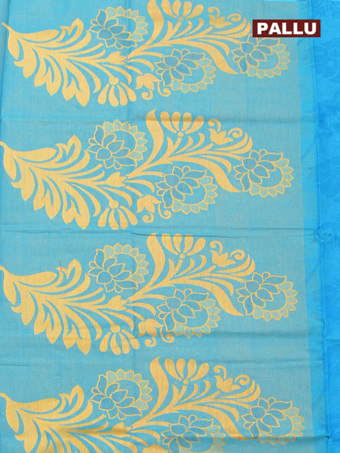 Coimbatore Cotton Blue Butta Saree with Thread Woven Border - Image 4