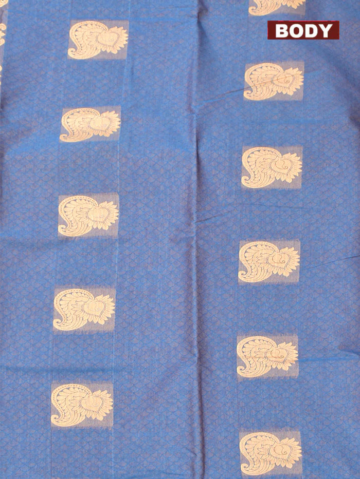 Coimbatore Cotton Blue Butta Saree with Thread Woven Border - Image 3