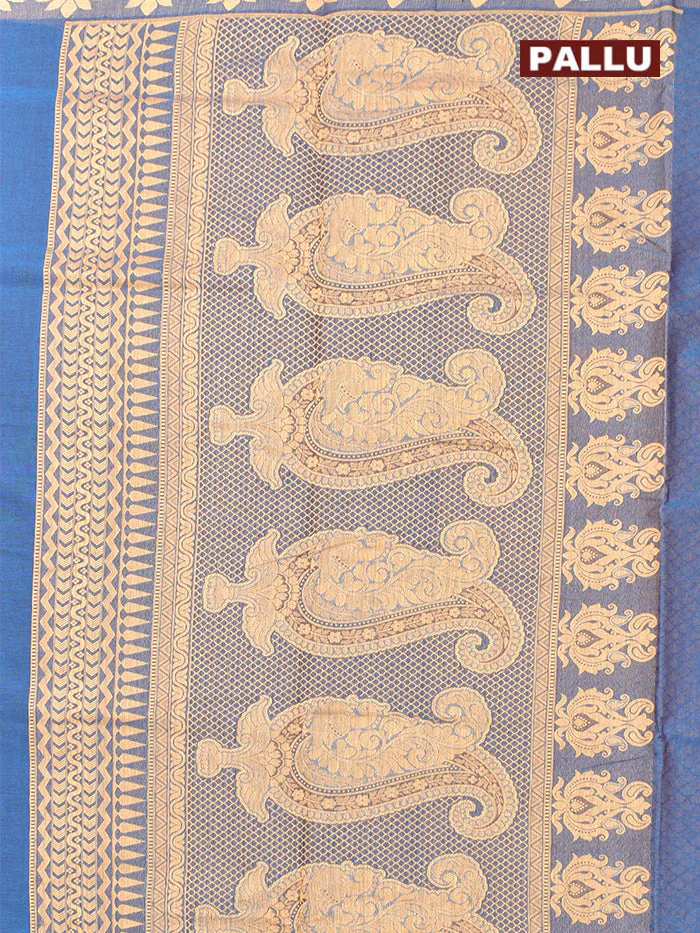Coimbatore Cotton Blue Butta Saree with Thread Woven Border - Image 4