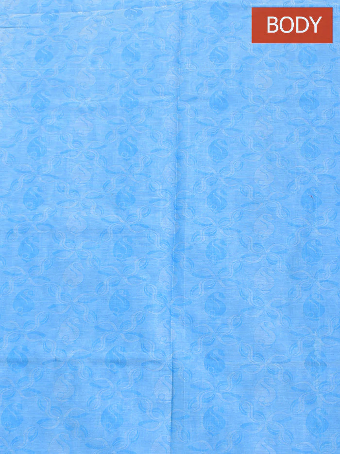 Coimbatore Cotton Blue Color Fancy Emboss Saree with Thread Woven Border - Image 4