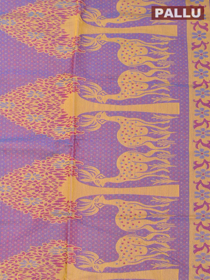 Coimbatore Cotton Blue Emboss Saree with Thread Woven Border - Image 3