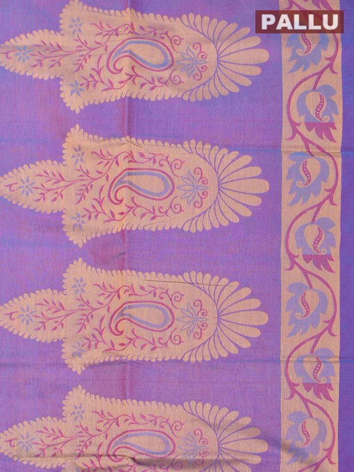 Coimbatore Cotton Blue Emboss Saree with Thread Woven Border - Image 3