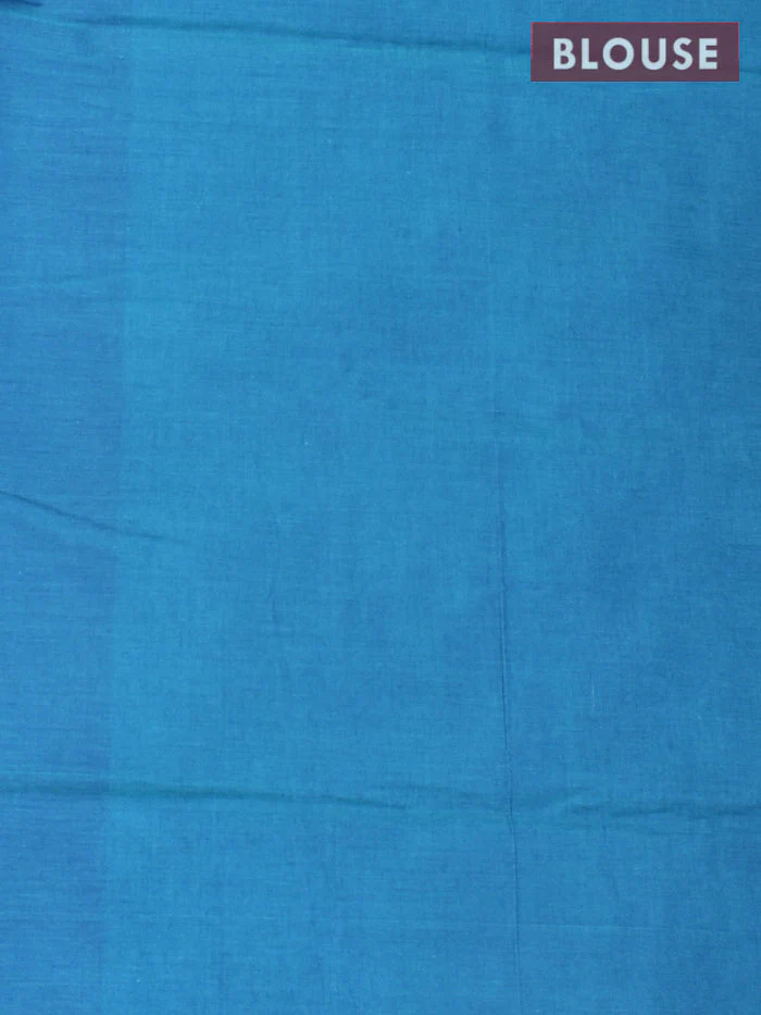 Coimbatore Cotton Blue Emboss Saree with Thread Woven Border - Image 4