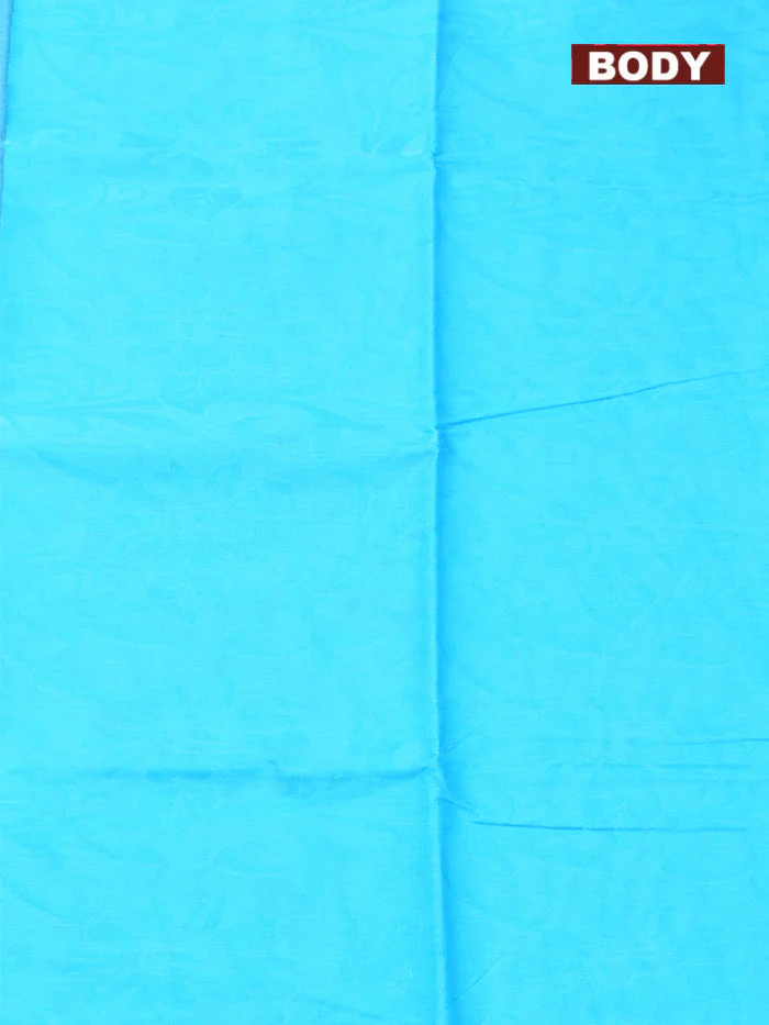 Coimbatore Cotton Blue Emboss Saree with Thread Woven Border - Image 3