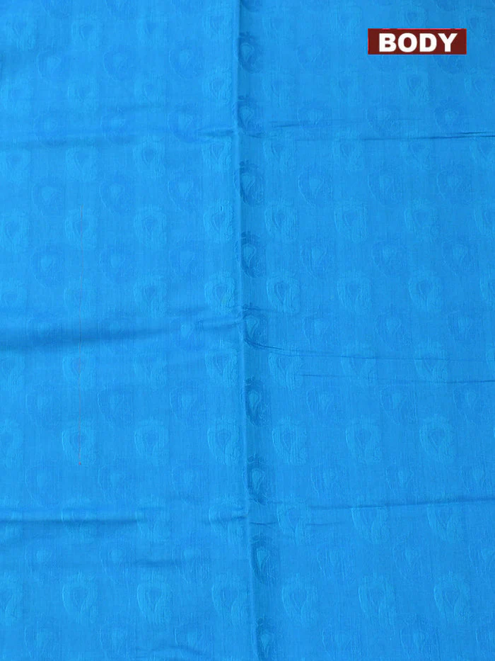 Coimbatore Cotton Blue Emboss Saree with Thread Woven Border - Image 3