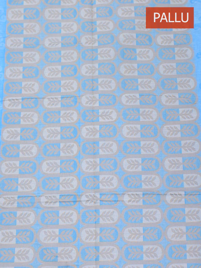 Coimbatore Cotton Blue Fancy Emboss Saree with Thread Woven Border - Image 3
